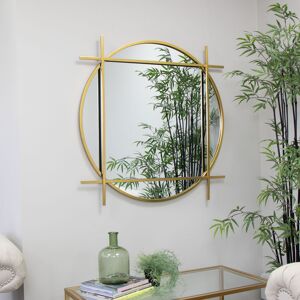 Large Round Gold Wall Mirror 97cm x 97cm Material: