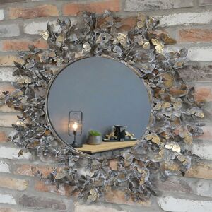 Round Gold Butterfly Mirror Material: Metal, Glass