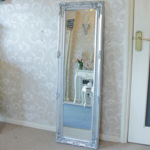 Tall Silver Ornate Mirror 47cm x 142cm Material: Glass, wood, resin