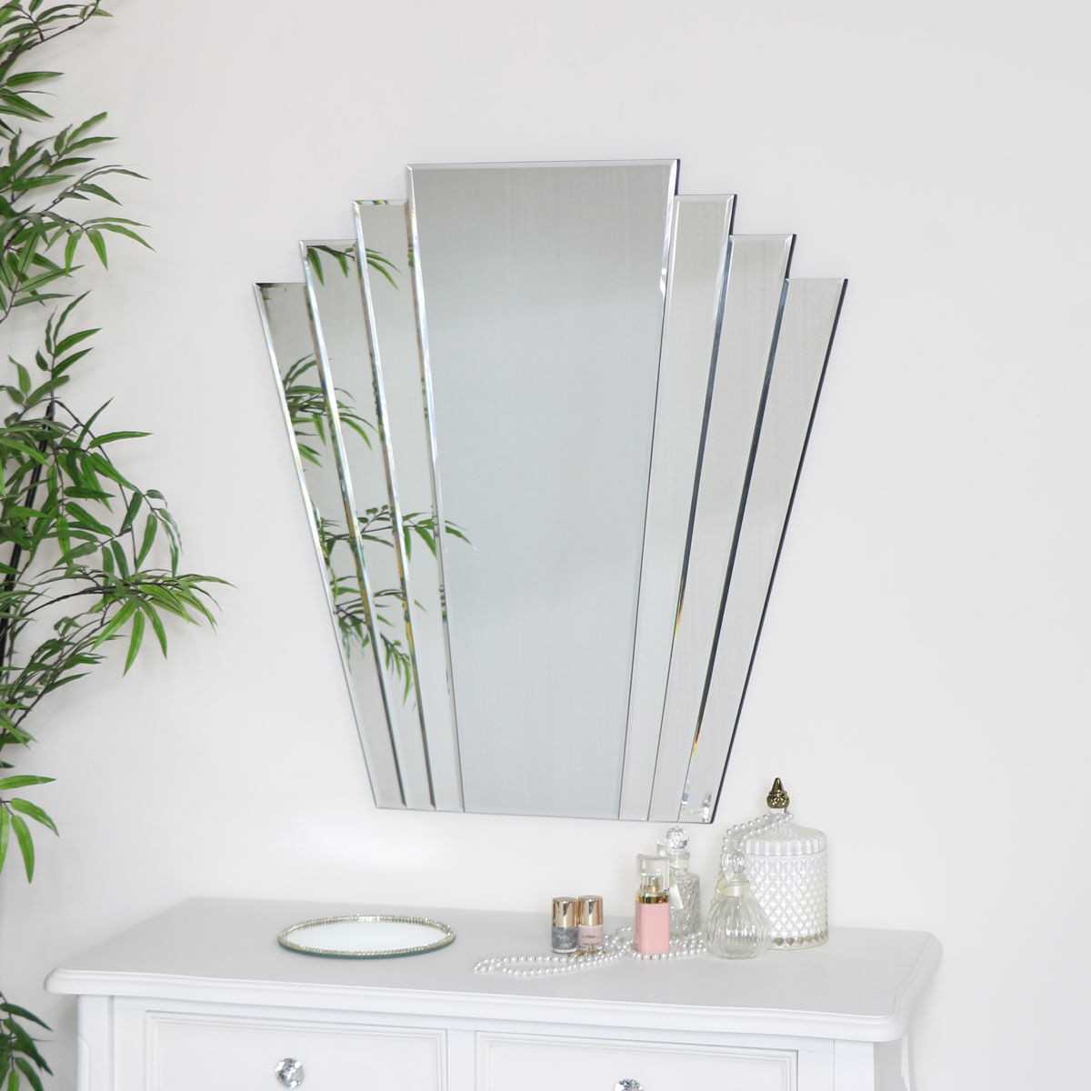 Large Art Deco Fan Frameless Wall Mirror Material: Mirrors