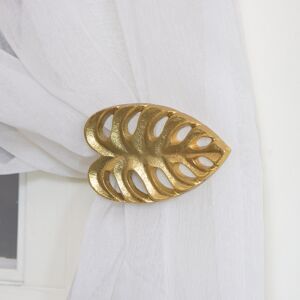 Pair of Gold Monstera Leaf Curtain Holdbacks Material: Metal