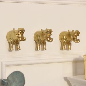 Set of 3 Gold Hippo Wall Hooks Material: Metal