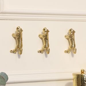 Set of 3 Gold Tiger Wall Hooks Material: Metal