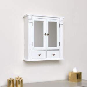 White Mirrored Bathroom Wall Cabinet Material: Wood / Glass