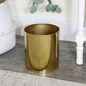 Metal Hammered Gold Storage Waste Bin Material: Metal