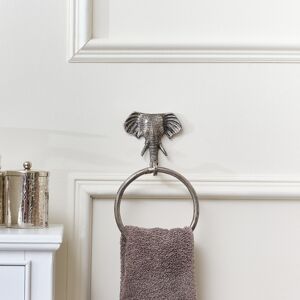 Metallic Silver Elephant Towel Ring Material: Iron