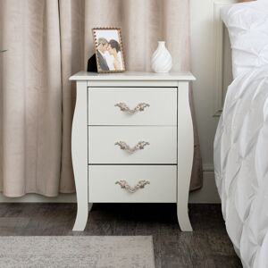 3 Drawer Bedside Table - Elizabeth Ivory Range Material: Coated MDF, Metal