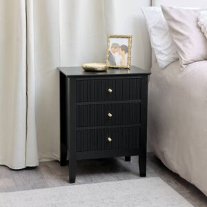 3 Drawer Bedside Table - Hales Black Range Material: Manufactured Wood, Metal