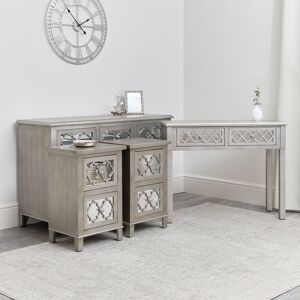 7 Drawer Chest of Drawers, Console Table & Pair of Bedsides - Sabrina Silver Range Material: Wood, Glass, Metal