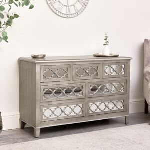 7 Drawer Chest of Drawers - Sabrina Silver Range Material: Wood, Glass, Metal