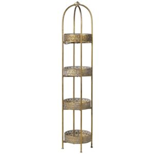 Antique Gold Four Tier Freestanding Shelf Material: Metal