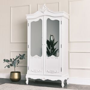 Antique White Mirrored Wardrobe - Pays Blanc Range Material: Wood