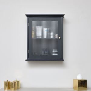 Black Reeded Glass Fronted Wall Cabinet Material: Wood, Glass, Metal