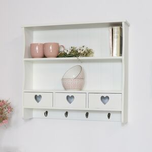 Large Pale Cream Wall Shelf with Heart Drawers Material: Wood