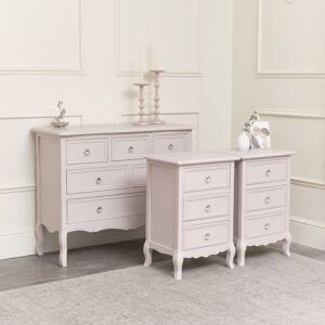Large Pink 6 Drawer Chest of Drawers & Pair of 3 Drawer Bedsides - Victoria Pink Range Material: Wood, resin, metal