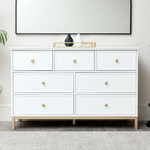 Large 7 Drawer Chest of Drawers - Aisby White Range Material: Manufactured Wood, metal