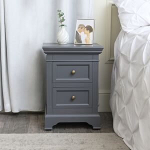 Midnight Grey Two Drawer Bedside Table - Daventry Midnight Grey Range Material: Wood, metal