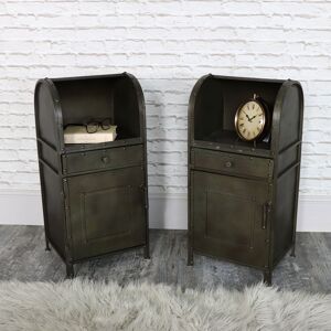 Pair of Industrial Style Metal Bedside Cabinets Material: Metal