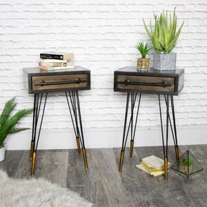 Pair of Retro Industrial Metal Side Tables Material: Metal