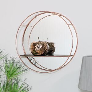 Round Copper Wall Shelf with Mirror Material: Metal / Glass