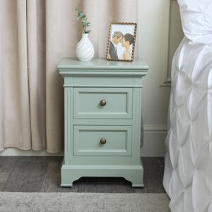 Sage Green Two Drawer Bedside Table - Daventry Sage Green Range Material: Woode, metal