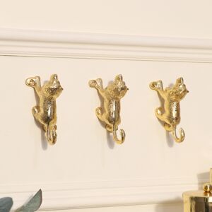 Set of 3 Gold Lion Wall Hooks Material: Metal