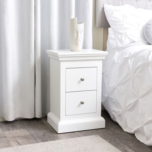 White 2 Drawer Bedside Table - Slimline Haxey White Range Material: wood, metal