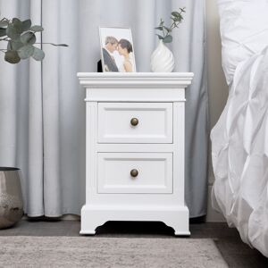 White Two Drawer Bedside Table - Daventry White Range Material: Wood