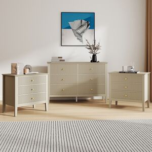 Large 6 Drawer Chest Of Drawers and Pair Of Large Bedside Tables - Hales Taupe Range Material: Furniture/Furniture Ranges/Hales Range/Hales Taupe Range