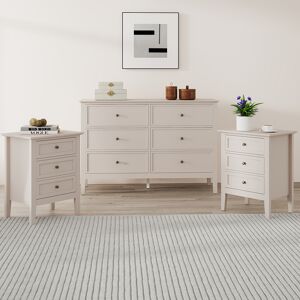 Large 6 Drawer Chest of Drawers and Pair of 3 Drawer Bedside Tables - Rowley Taupe Grey Range Material: Furniture/Furniture Ranges/Rowley Range/Rowley Taupe Grey Range