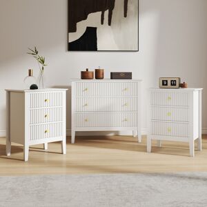 3 Drawer Chest of Drawers and Pair of Bedside Tables - Hales White Range Material: Furniture/Furniture Ranges/Hales Range/Hales White Range 3 Drawer Chest of Drawers and Pair of Bedside Tables - Hales White Range Material: Furniture/Furniture Ranges/Hales Range/Hales White Range