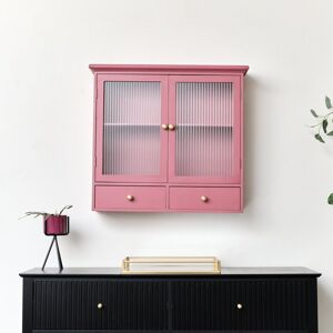 Raspberry Red Reeded Glass Wall Cabinet with Drawers Material: Home Decor & Accessories/Shelves & Storage Raspberry Red Reeded Glass Wall Cabinet with Drawers Material: Home Decor & Accessories/Shelves & Storage