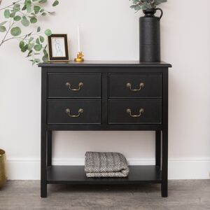 Black 4 Drawer Large Chest/Console Table with Shelf - Briggs Range Material: New Products Black 4 Drawer Large Chest/Console Table with Shelf - Briggs Range Material: New Products