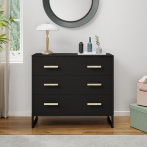 Black 3 Drawer Chest Of Drawers - Luna Black Range Material: Furniture/Furniture Ranges/Luna Range/Luna Black Range Black 3 Drawer Chest Of Drawers - Luna Black Range Material: Furniture/Furniture Ranges/Luna Range/Luna Black Range