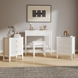 Dressing Table, Stool & Pair of 3 Drawer Bedside Tables - Hales White Range Material: Furniture/Furniture Ranges/Hales Range/Hales White Range Dressing Table, Stool & Pair of 3 Drawer Bedside Tables - Hales White Range Material: Furniture/Furniture Ranges/Hales Range/Hales White Range