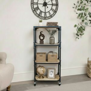 Industrial Black Metal & Wood Shelving Unit Material: Home Decor & Accessories/Shelves & Storage Industrial Black Metal & Wood Shelving Unit Material: Home Decor & Accessories/Shelves & Storage