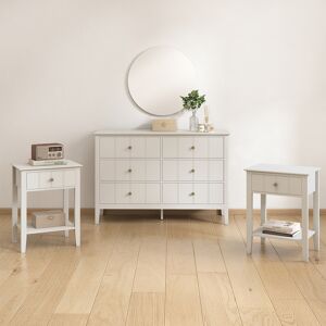 Ivory 6 Drawer Chest Of Drawers & Pair Of One Drawer Bedside Tables - Padstowe Ivory Range Material: Furniture/Furniture Ranges/Padstowe Range/Padstowe Ivory Range Ivory 6 Drawer Chest Of Drawers & Pair Of One Drawer Bedside Tables - Padstowe Ivory Range Material: Furniture/Furniture Ranges/Padstowe Range/Padstowe Ivory Range