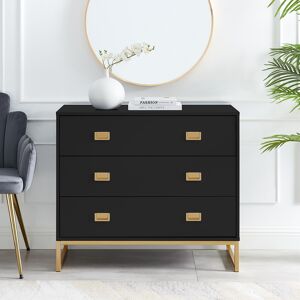 Large 3 Drawer Chest of Drawers - Elle Black Range Material: Furniture/Furniture Ranges/Elle Range/Elle Black Range Large 3 Drawer Chest of Drawers - Elle Black Range Material: Furniture/Furniture Ranges/Elle Range/Elle Black Range