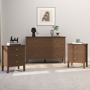 Large Chest of Drawers and Pair of Bedside Tables - Hales Dark Wood Range Material: Furniture/Furniture Ranges/Hales Range/Hales Dark Wood Range Large Chest of Drawers and Pair of Bedside Tables - Hales Dark Wood Range Material: Furniture/Furniture Ranges/Hales Range/Hales Dark Wood Range