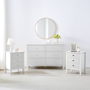 Large Chest of Drawers and Pair of Bedside Tables - Hales White Range Material: Furniture/Furniture Ranges/Hales Range/Hales White Range Large Chest of Drawers and Pair of Bedside Tables - Hales White Range Material: Furniture/Furniture Ranges/Hales Range/Hales White Range