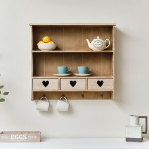 Large Rustic Wooden Wall Shelving Unit with Heart Drawers & Storage Hooks Material: Home Decor & Accessories/Shelves & Storage Large Rustic Wooden Wall Shelving Unit with Heart Drawers & Storage Hooks Material: Home Decor & Accessories/Shelves & Storage