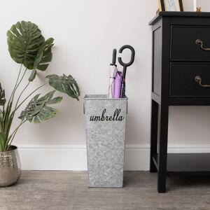 Large Silver Galvanised Umbrella stand With Black Text Material: New Products Large Silver Galvanised Umbrella stand With Black Text Material: New Products