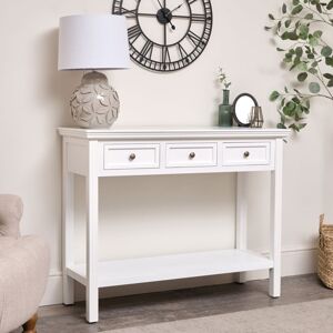 Large White 3 Drawer Sideboard Console Table - Daventry White Range Material: Furniture/Furniture Ranges/Daventry Range/Daventry White Range Large White 3 Drawer Sideboard Console Table - Daventry White Range Material: Furniture/Furniture Ranges/Daventry Range/Daventry White Range