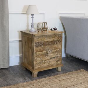 Mango Wood 2 Drawer Bedside Table - Bedside Table Mango Wood 2 Drawer Bedside Table - Bedside Table