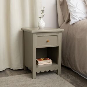 One Drawer Scalloped Bedside Table - Staunton Taupe Range Material: New Products One Drawer Scalloped Bedside Table - Staunton Taupe Range Material: New Products