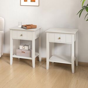 Pair Of Ivory One Drawer Bedside Tables with Shelf - Padstowe Ivory Range Material: Furniture/Furniture Ranges/Padstowe Range/Padstowe Ivory Range Pair Of Ivory One Drawer Bedside Tables with Shelf - Padstowe Ivory Range Material: Furniture/Furniture Ranges/Padstowe Range/Padstowe Ivory Range