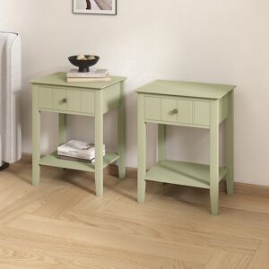 Pair Of Sage Green One Drawer Bedside Tables with Shelf - Padstowe Sage Green Range Material: Furniture/Furniture Ranges/Padstowe Range/Padstowe Sage Green Range Pair Of Sage Green One Drawer Bedside Tables with Shelf - Padstowe Sage Green Range Material: Furniture/Furniture Ranges/Padstowe Range/Padstowe Sage Green Range