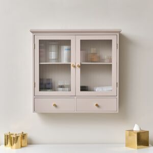 Pink Reeded Glass Wall Cabinet with Drawers Material: Home Decor & Accessories/Shelves & Storage Pink Reeded Glass Wall Cabinet with Drawers Material: Home Decor & Accessories/Shelves & Storage