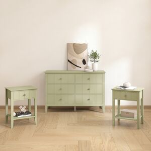 Sage Green 6 Drawer Chest Of Drawers & Pair Of One Drawer Bedside Tables - Padstowe Sage Green Range Material: Furniture/Furniture Ranges/Padstowe Range/Padstowe Sage Green Range Sage Green 6 Drawer Chest Of Drawers & Pair Of One Drawer Bedside Tables - Padstowe Sage Green Range Material: Furniture/Furniture Ranges/Padstowe Range/Padstowe Sage Green Range