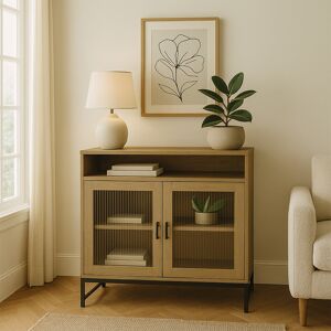 Two Door Reeded Glass Display Cabinet - Hesley Nordic Wood Range Material: Furniture/Furniture Ranges/Hesley Range/Hesley Nordic Wood Range Two Door Reeded Glass Display Cabinet - Hesley Nordic Wood Range Material: Furniture/Furniture Ranges/Hesley Range/Hesley Nordic Wood Range